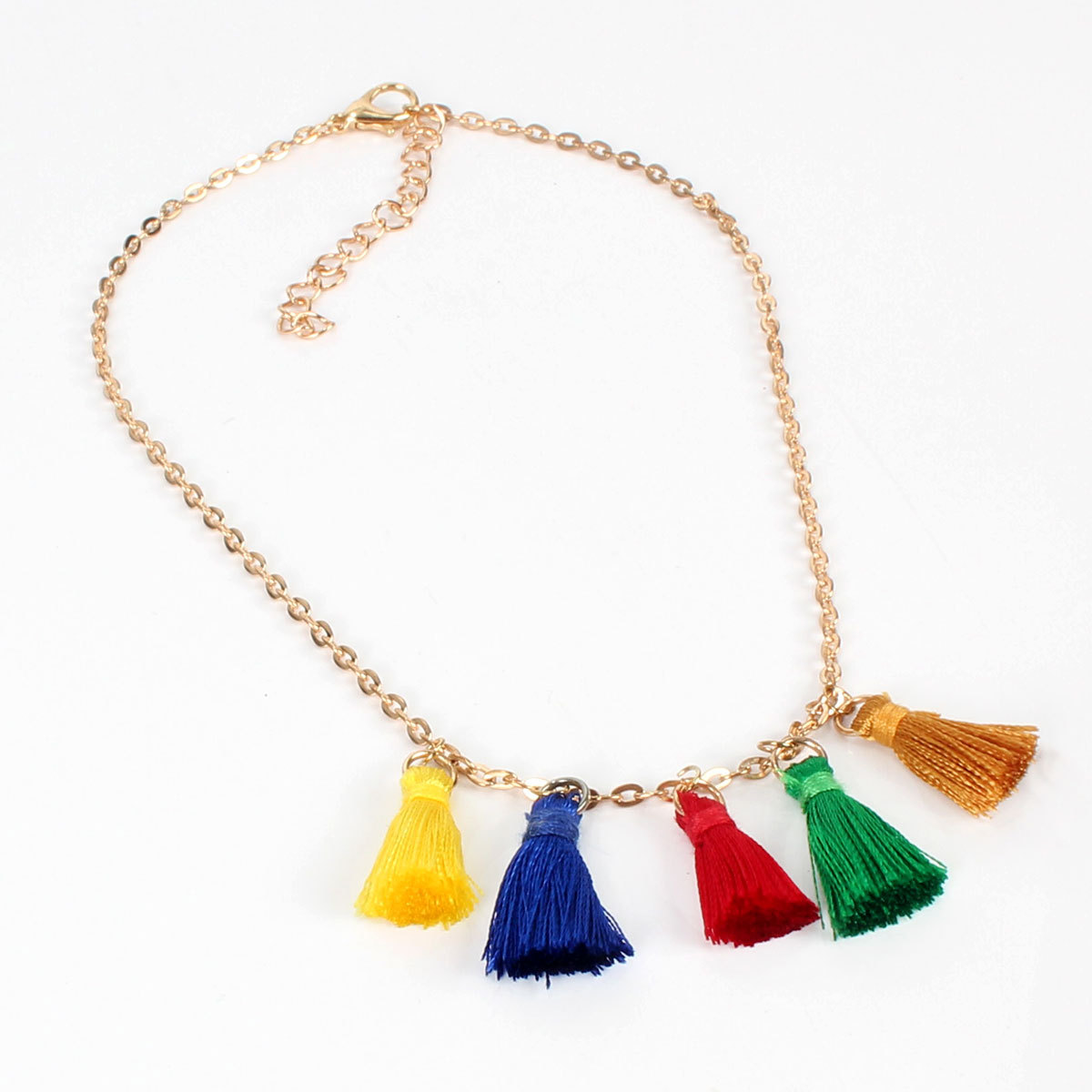 Bohemian Personality Fashion Mixed Color Plush Tassel Necklace Women display picture 5