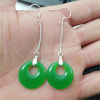 Protective amulet jade, buckle, emerald green long earrings