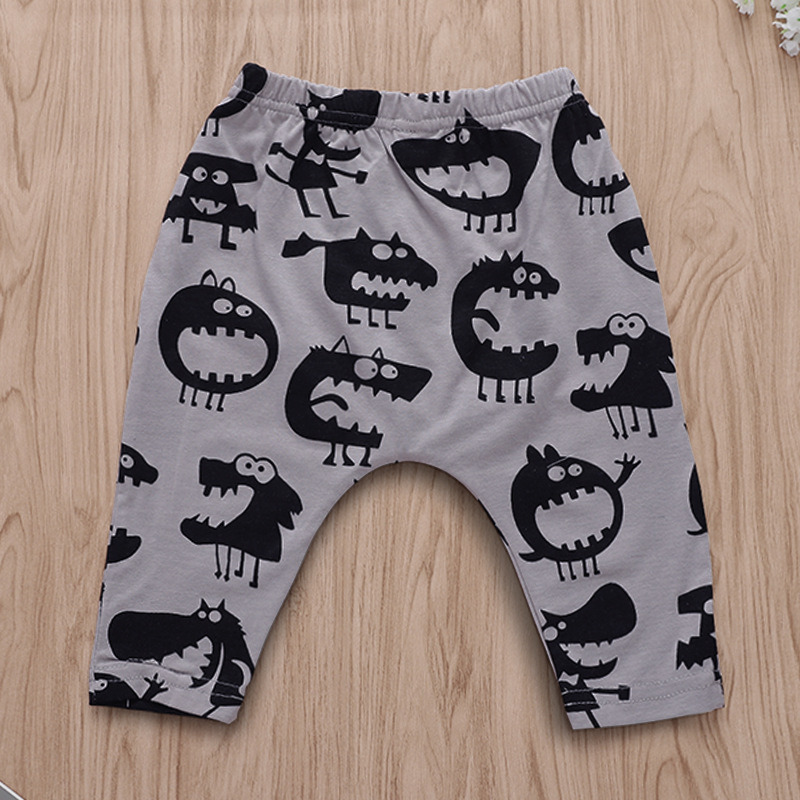 Baby Cotton Pants - Monster Print