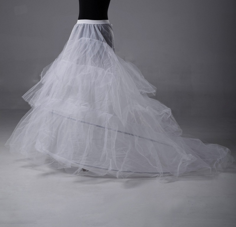 New bridal large trailing wedding dress skirt support rigid ring pettiskirt elastic waist multi-layer mesh mop underskirt
