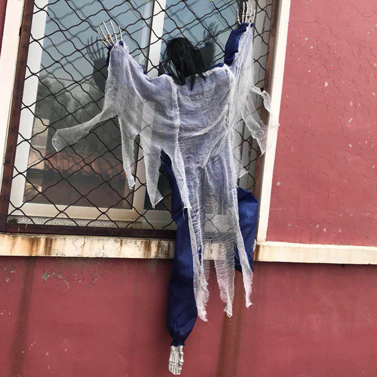 Muro de escalada fantasma de miedo de Halloween sin cara escalada puerta escalada ventana cama bar fantasma casa embrujada cámara asustado truco apoyos