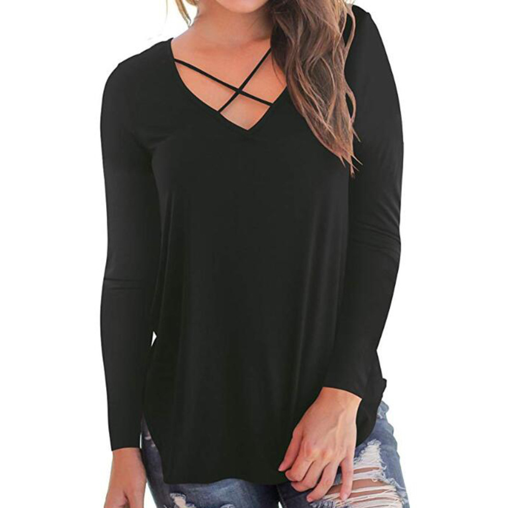 2019 Amazon Best Sellers new pattern Neck band Base coat Europe and America Explosive money Women's wear Solid Long sleeve jacket