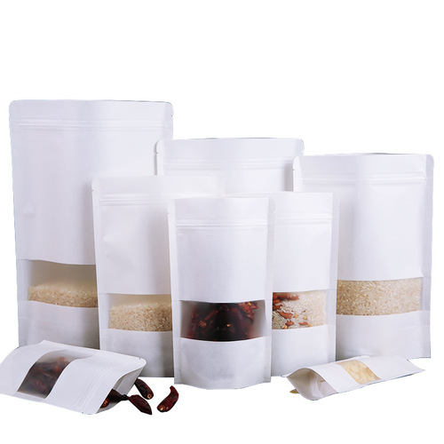 Kraft paper bag food packaging bag frosted ziplock bag seal bag tea thickened waterproof seal bag bag