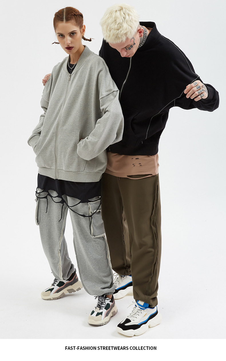 Flower Grey Zip-up Sweatshirt