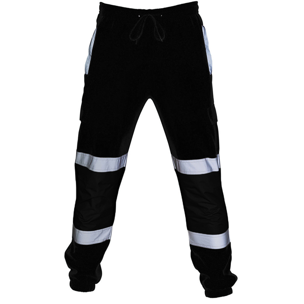 Herrenbekleidung Herbst und Winter neue Herren Freizeithosen Nähte silberne reflektierende Streifenmanschetten Overalls Sport Männer_voghion.com