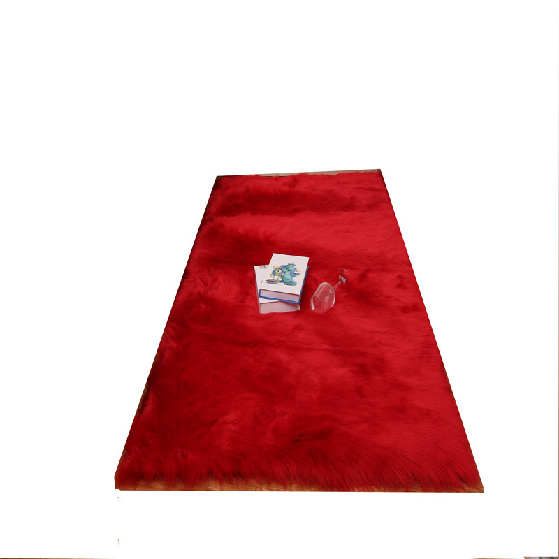 【飘窗垫】白色长毛绒澳洲仿羊毛皮加厚儿童卧室地毯地垫一件代发