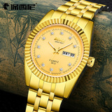 保西尼 Модный стальной ремешок для влюбленных, календарь, водонепроницаемые кварцевые часы