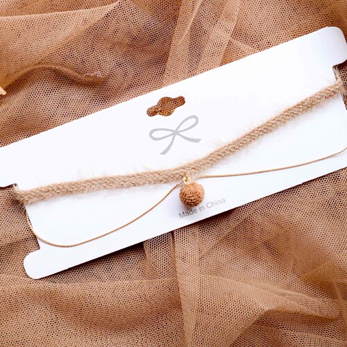 Japanese and Korean jewelry brown four-leaf clover pendant velvet Harajuku neck strap choker collar choker clavicle chain necklace for women