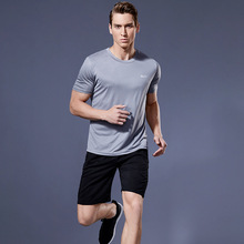 夏季晨跑男士健身速干训练服套装宽松夜跑跑步短袖透气体育运动服