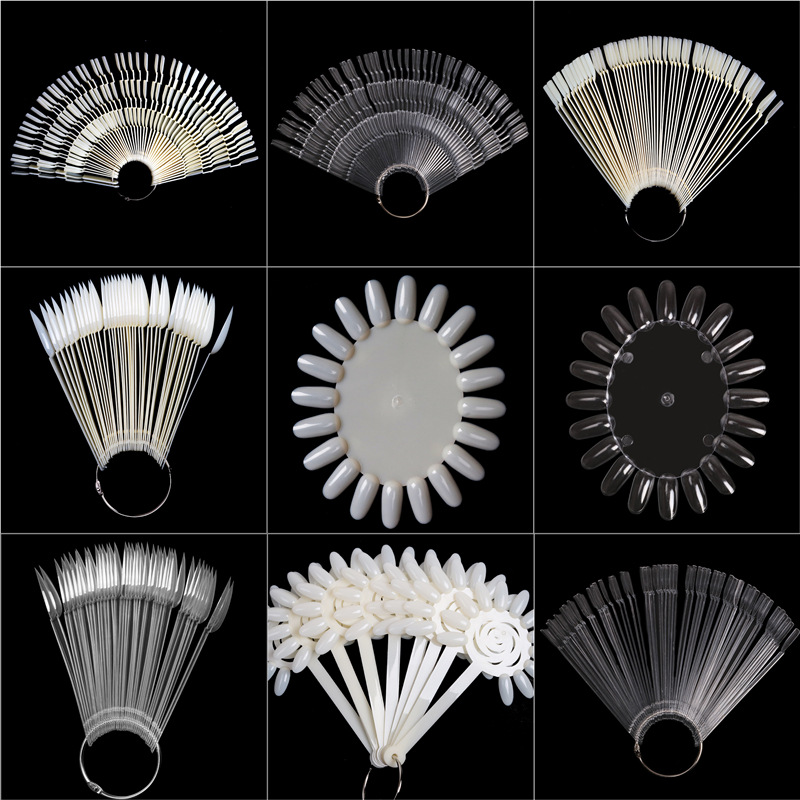 Tarjeta de color de esmalte de uñas transfronteriza tarjeta de color de bambú de disco de girasol en forma de abanico tarjeta de color de práctica de uñas al por mayor