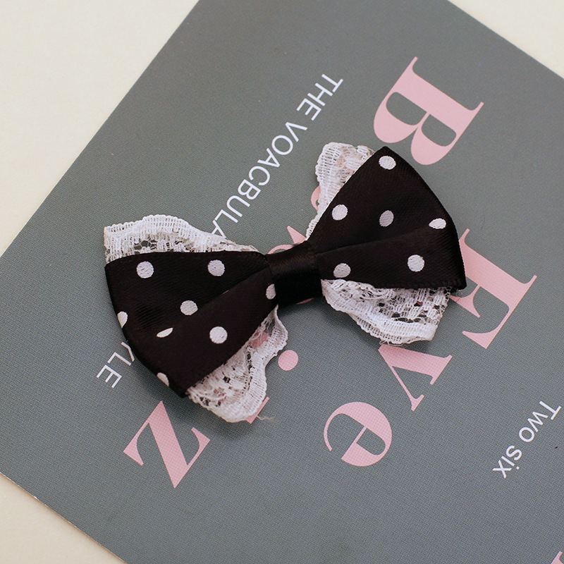 八分涤纶印点蕾丝蝴蝶结1