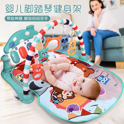 跨境婴儿玩具0-1岁脚踏琴音乐游戏毯宝宝早教摇铃脚踏钢琴健身架|ms