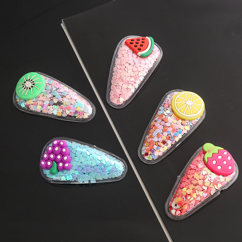 Hair Clip Hair Accessories Type 1 Piece Quantity Cute Fruit Sequin Plastic Hair Clip 1 Piece