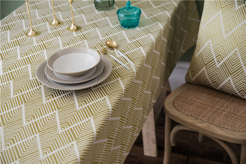 Waterproof Modern Minimalist Jacquard Wave Pattern Nordic Rectangular Coffee Table Dining Tablecloth Manufacturer_voghion.com