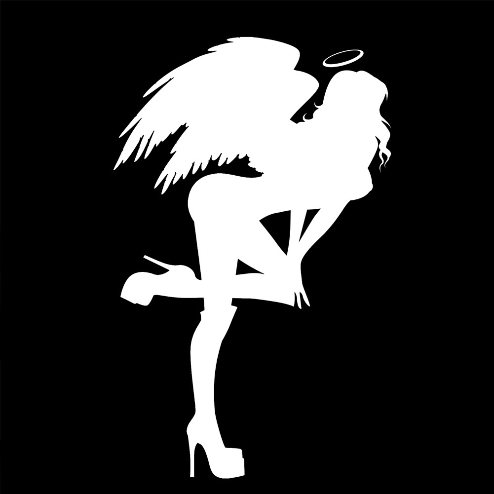 "Sexy high-heeled girl angel" foreign trade car pvc engraved hollow window glass sticker