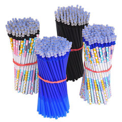 Transparent rod thermosensitive erasable refill, full needle-tube design, 0.5mm, available in black and crystal blue—smooth writing, easy erasing, heat-sensitive erasable pen