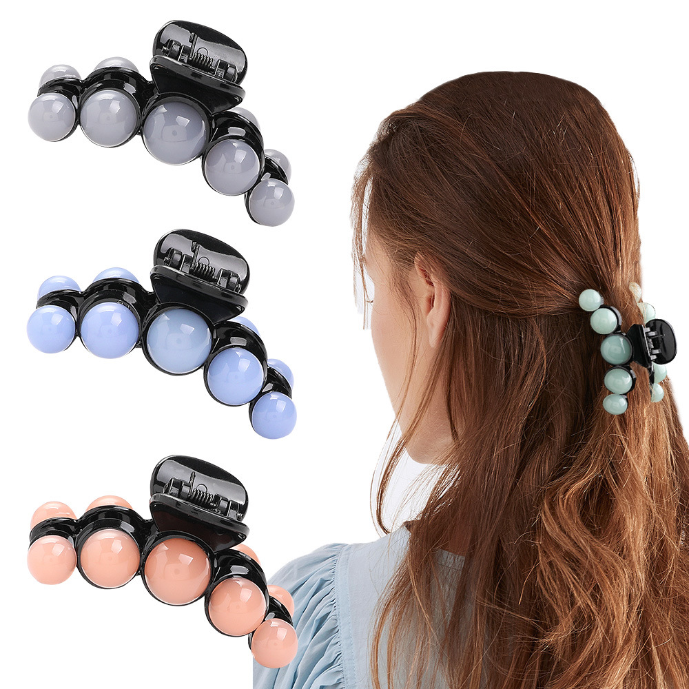 Candy-colored Pearl Grab Clip Acrylic Large Plastic Cheap Hair Clip Wholesale display picture 22