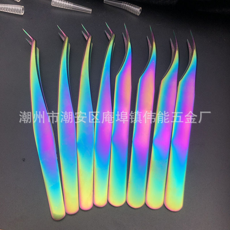 厂家直销电镀镜面炫彩金羽夹海豚夹多功能假睫毛镊子维修工具夹子