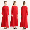 National style big swing long sleeve dress round neck loose dress