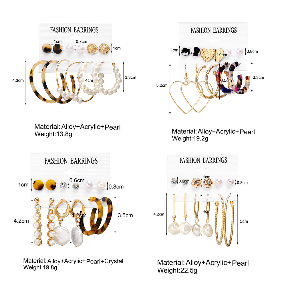 Acrylique Artificielle Perle Cercle Gland Boucles D&#39;oreilles Ensemble 6 Pièce Ensemble Vente Chaude Boucles D&#39;oreilles En Gros Nihaojewelry display picture 7