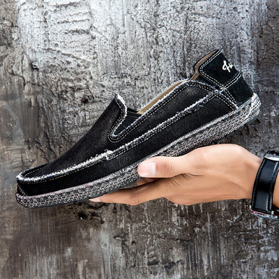 跨境一脚蹬透气特大号帆布夏季休闲男士布鞋大码45懒人47码男鞋子|ms