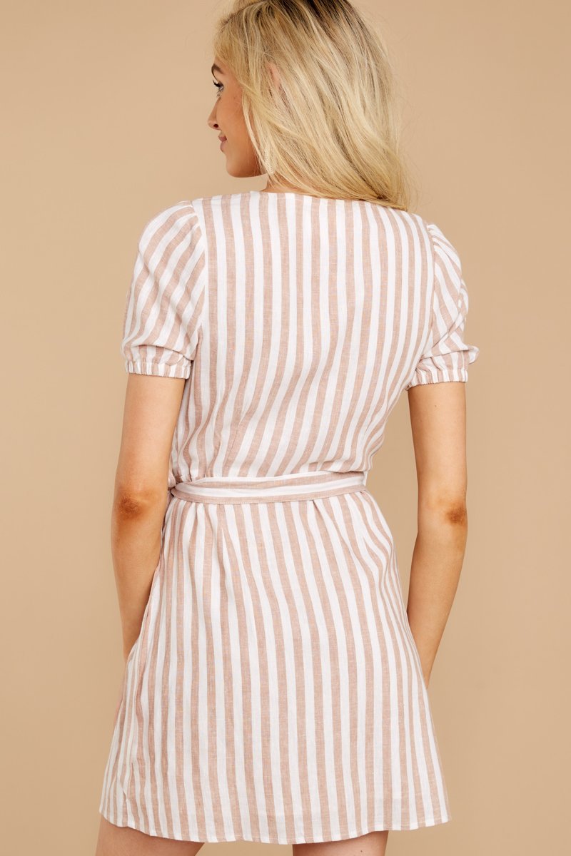 V-Neck Straps Striped Short-Sleeved Dress NSJRM100185