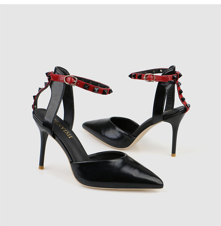 289-9 high heel ladies sandals 2019 summer new pointed sexy rivet fashion simple women's single shoes