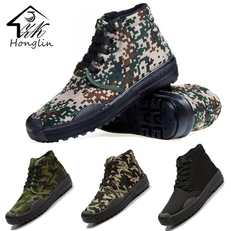 New high and low help 99 Training shoes Labor insurance Agriculture Jiefang Xie camouflage outdoors Work shoes construction site canvas