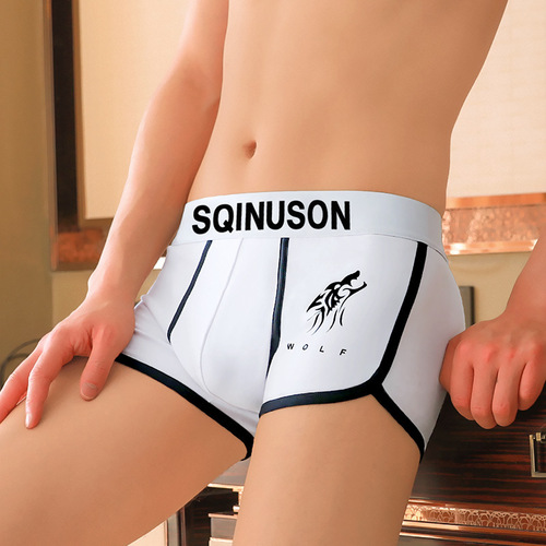 Men's underwear, men's boxer briefs, low-waist cotton personalized Korean style sexy and cute youth boxer briefs