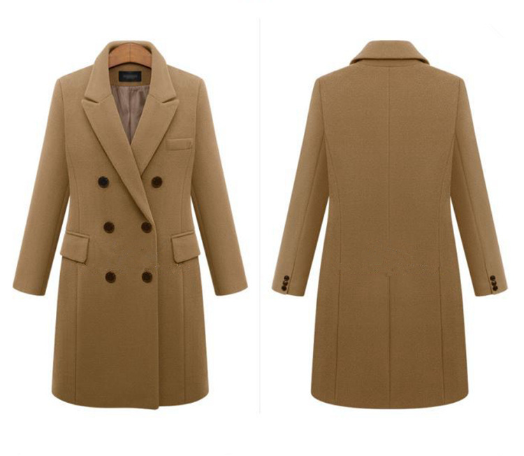 Autumn and winter long size woolen women's coat Amazon double-breasted woolen coat European station a generation of hair