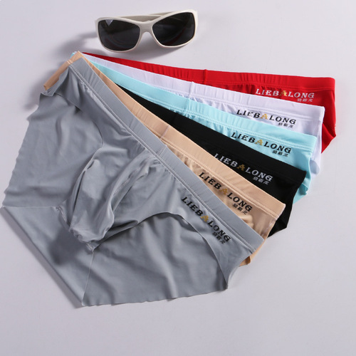 Hunter Tyrannosaurus new men's underwear ice silk briefs men's thin slightly see-through edgeless U-convex low-waist sexy underwear for men