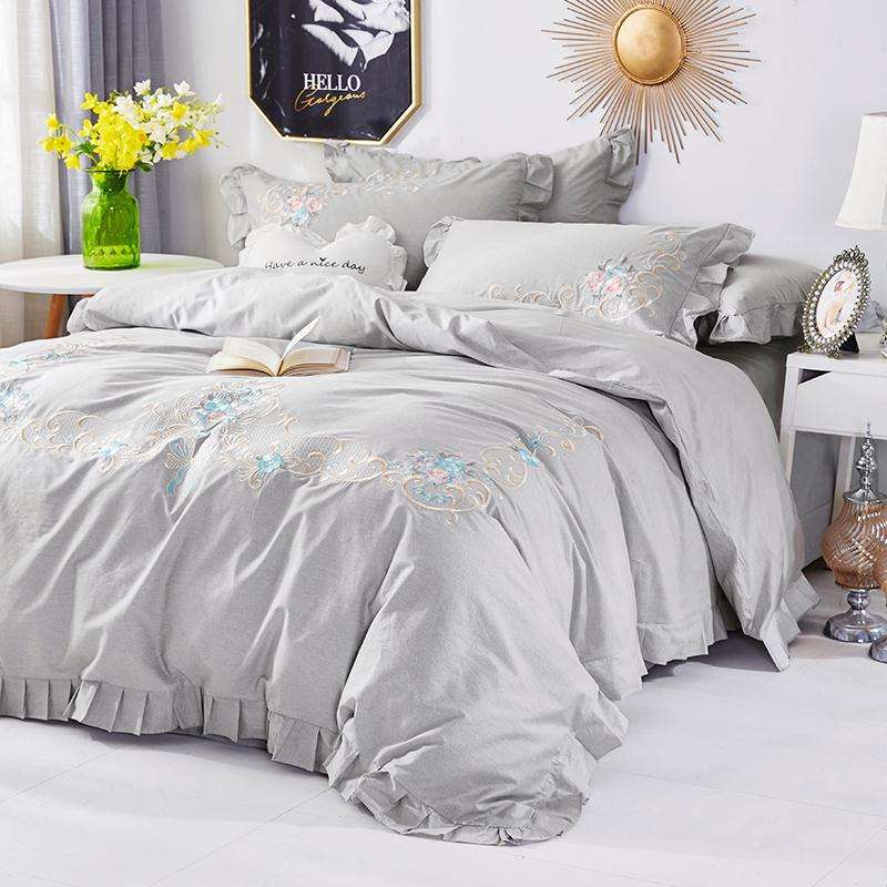 2019春季新款轻奢刺绣全棉高密绣花高档四件套全棉套件厂家直销|ms