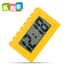 万格新品创意数字静音电子钟多功能小颗粒积木时钟淘宝赠品批发