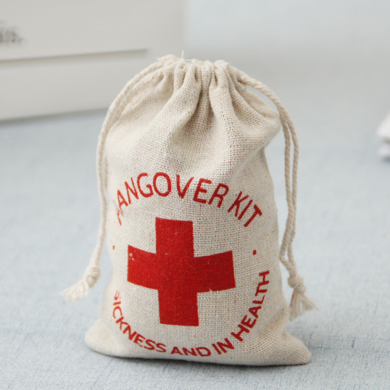 棉麻布包装袋  Hangover Kit Bags 红十字工具包 棉布袋 厂家直销