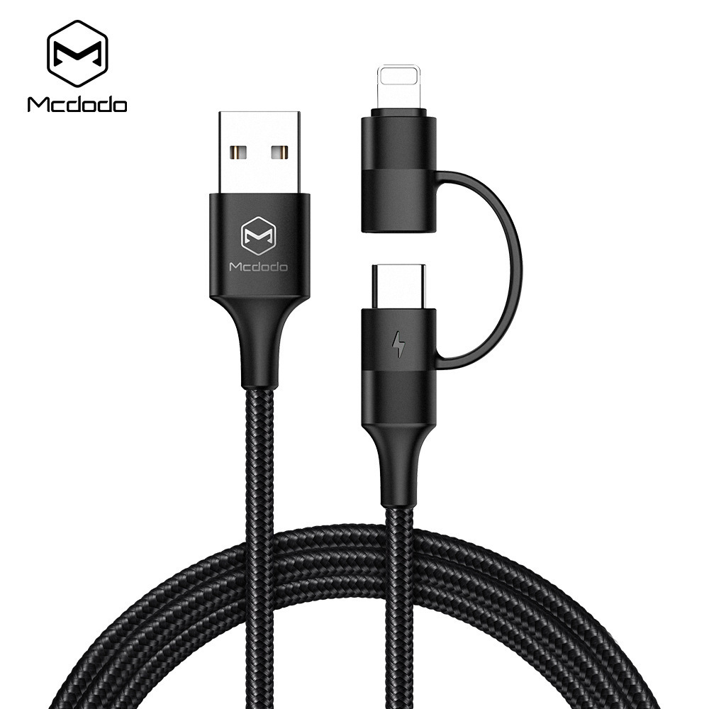麦多多QC4.0快充二合一数据线Lightning+type-c接口充电连接线