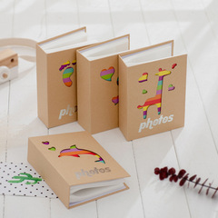 6-inch 100-sheet simple color kraft paper photo album, insert, pocket, children's baby Amazon photo album