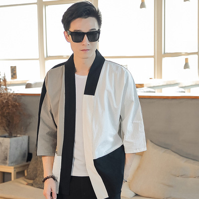 Tang costume Sleeve Chinese style leisure time Color matching literature shirt Hanfu Cardigan ancient costume Vintage Style Autumn