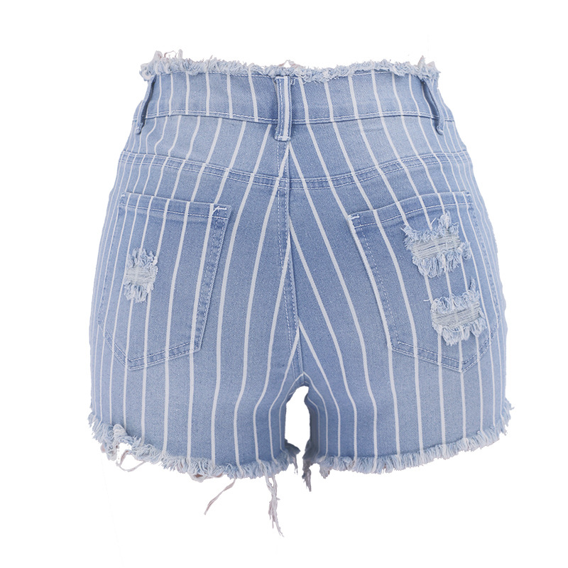 fashion strips hip-lifting denim shorts NSYB65154