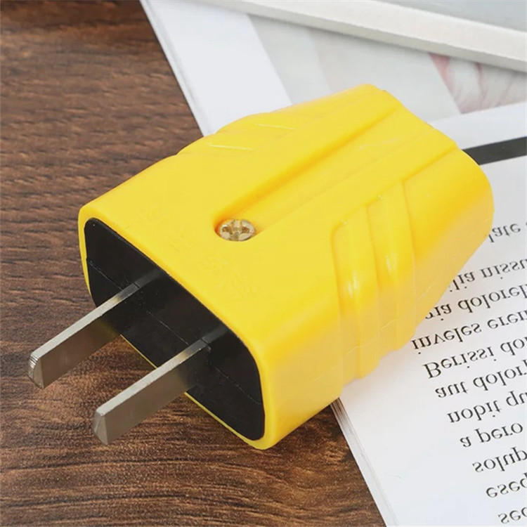 厂家直销 黄色两极固定电源插头 内抽式带内胆二插头2插头两插头