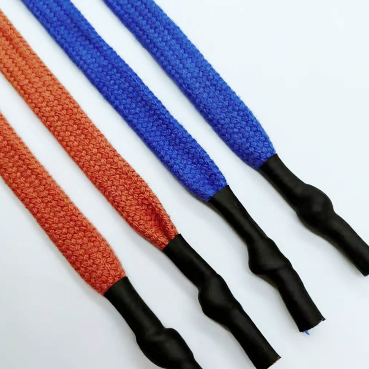 厂家供应黑色硅胶热缩管包头绳 空心棉绳热缩管绳头服装抽绳