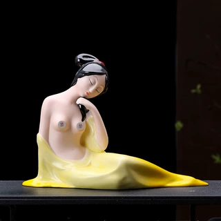 德化礼品陶瓷中式创意手绘仕女人物家居客厅电视柜装饰品摆件