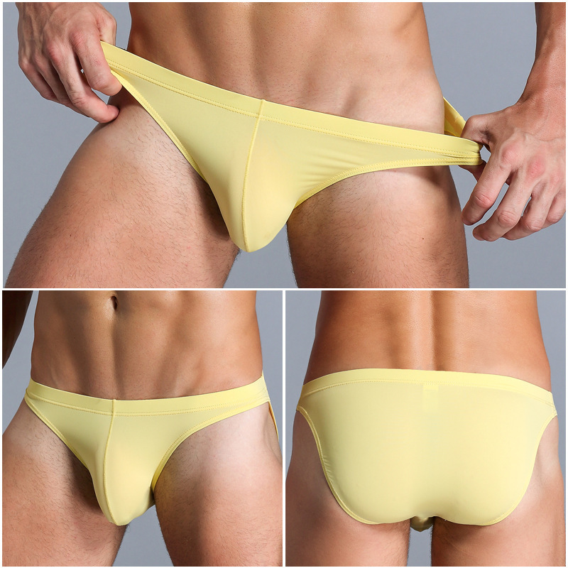 Men's underwear briefs hip solid color youth ice silk ultra-thin transparent low waist breathable cross-border in stock wholesale Men's underwear briefs hip solid color youth ice silk ultra-thin transparent low waist breathable cross-border in stock wholesale