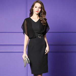 Temperament womanly dress with buttock skirt drill decoration waistband and thin splicing dress