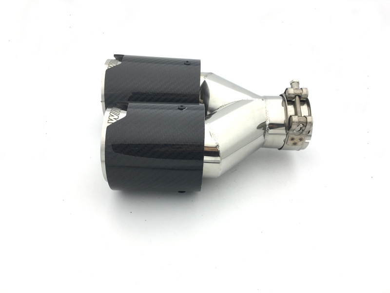 Suitable for BMW double titanium black carbon fiber tail throat 3 Series 5 series exhaust pipe modification M standard carbon fiber manufacturer