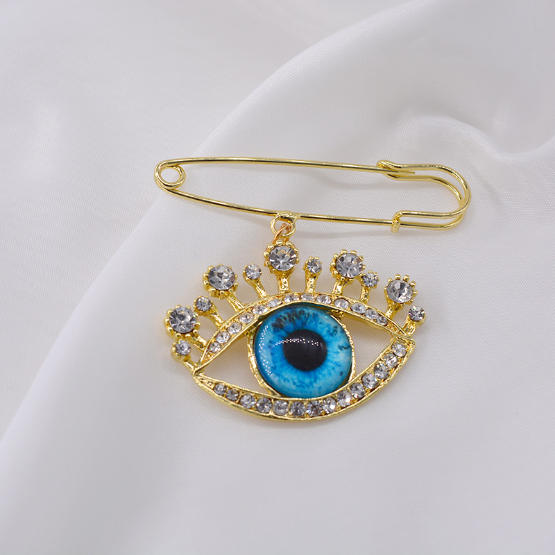 Brosche Weibliche Perle Anti-licht-schnalle Ein-wort-nadel Feste Kleidung Strickjacke Kleine Nadel Blaue Augen Corsage Zubehör display picture 9