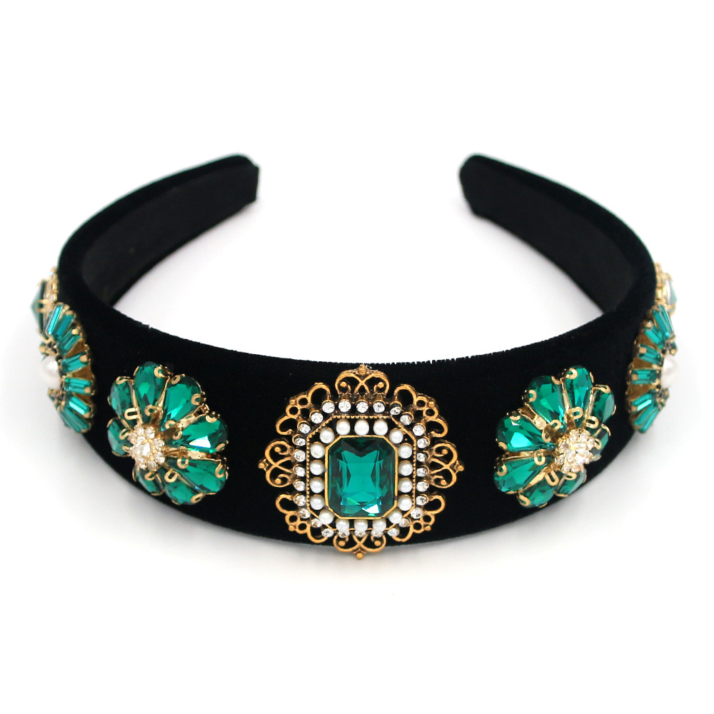 Hot Selling Fashion Temperament Gemstone Crystal Two-color Personality Headband Wholesale display picture 5