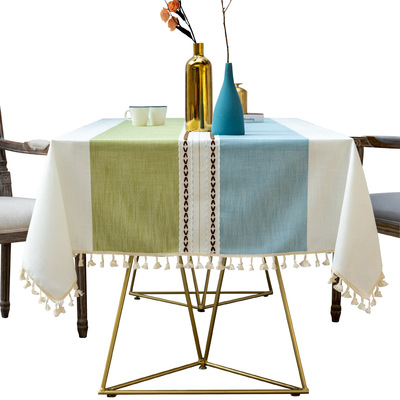 Tablecloth table cloth table cover Nordic fringed table cotton linen art dustproof dining table with kitchen western table decoration customized