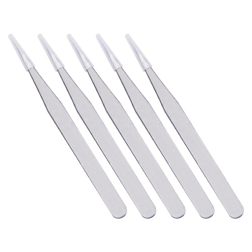 Round edge stainless steel tweezers 1.5 thick silver straight elbow disassembly machine bird's nest hair grafting eyelashes canvas set beauty