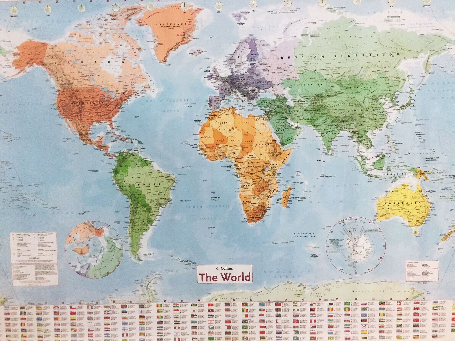 Manufactor Direct selling wholesale Art paper Two-sided Film waterproof english World Map