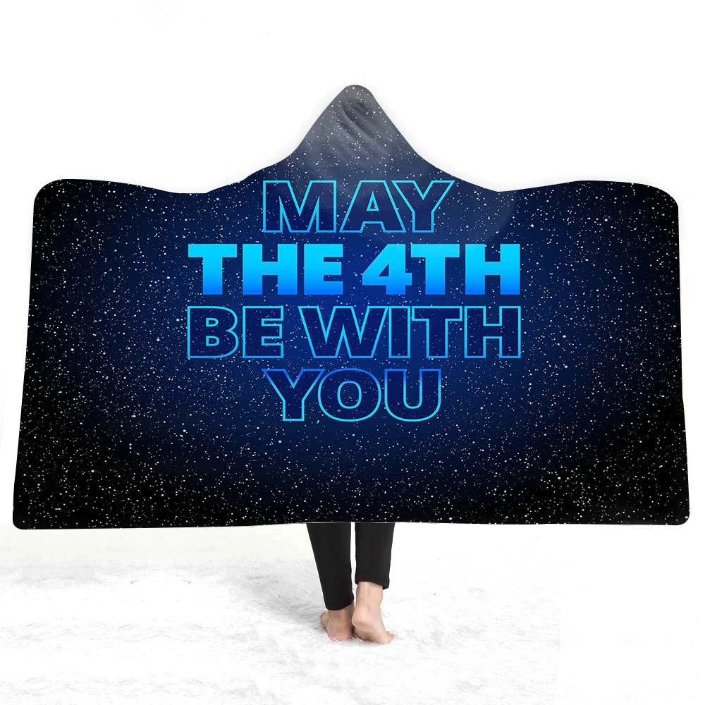 Трансграничное зимнее арктическое бархатное одеяло с капюшоном, утолщенное Двухслойное плащ, плюшевое с 3D-цифровой печатью